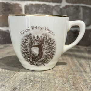 Natural Bridge Virginia Vintage Miniature Coffee Cup Mug Enco NY 22k Gold Rim